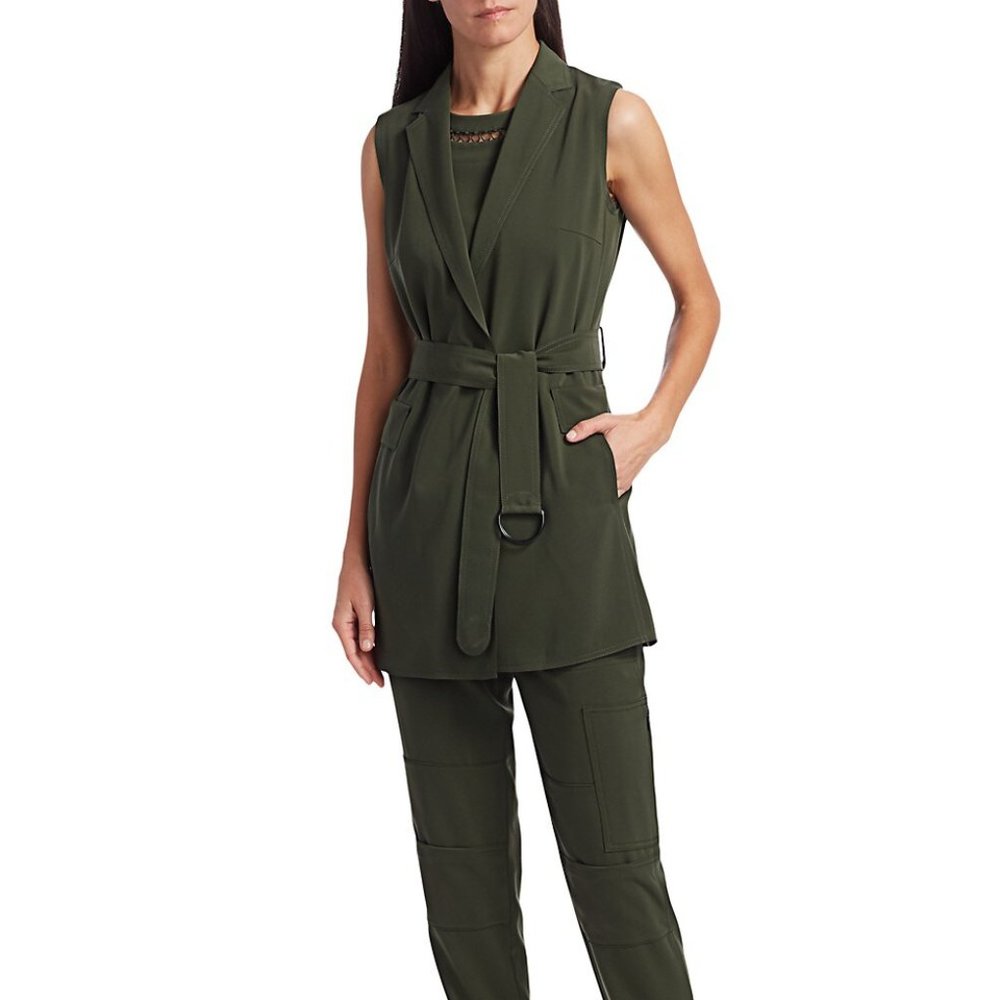 Akris punto Notched Lapel Belted Gilet